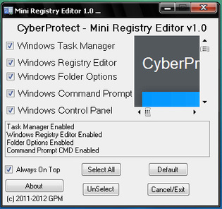 CyberProtect - Mini Registry Editor 1.0